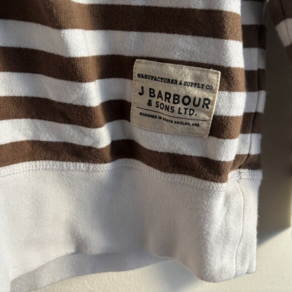Barbour Brown White Striped Long Sleeve Tee - Medium - Picture 6 of 11